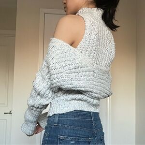 Anthropologie Knit Set: Shrug + Light Gray Sweater Tank Top (XS)